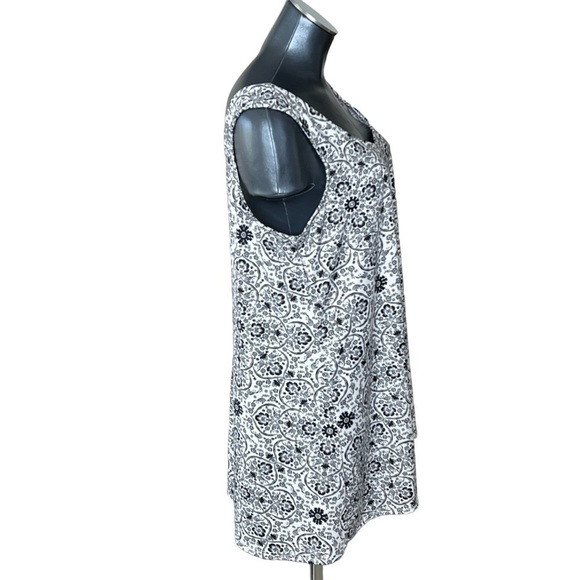 NWT PIPHANY IBIZA Sleeveless Black White Floral Tunic Tank Top Women's Size XL - Picture 5 of 16
